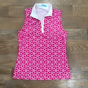 J. McLaughlin Pink Catalina Cloth Quarter Zip Collared Bedford Top Sleeveless